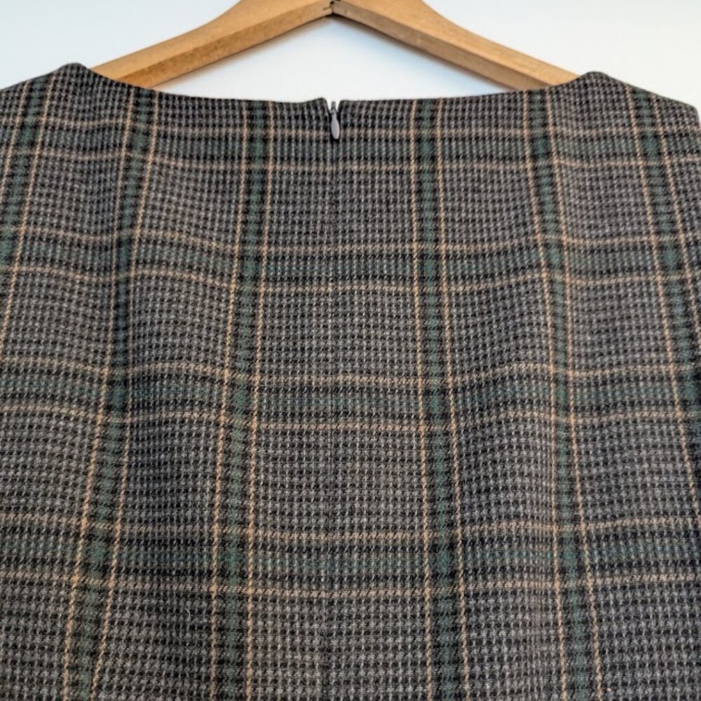Plaid Wool Blend Laura Ashley Sleeveless Dress Fully Lined Pockets Size 12 - Picture 11 of 11